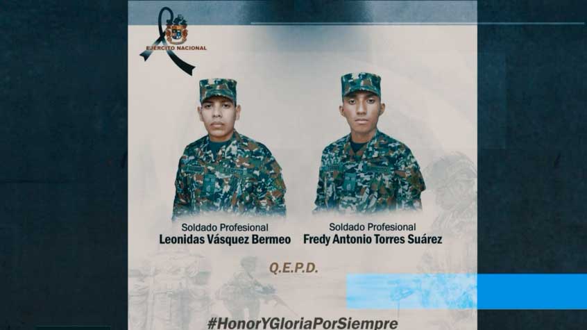 Dos soldados murieron en Colombia tras un nuevo ataque atribuido al Ejército de Liberación Nacional.