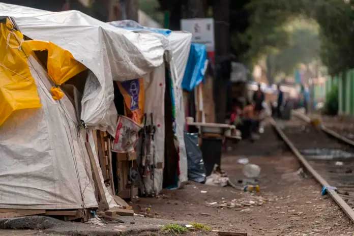 Foto: campamento improvisado de migrantes en la Ciudad de México