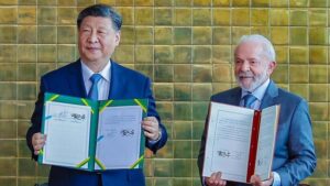 El presidente de China, Xi Jinping, y su homólogo brasileño, Luiz Inácio Lula da Silva. X / @LulaOficial