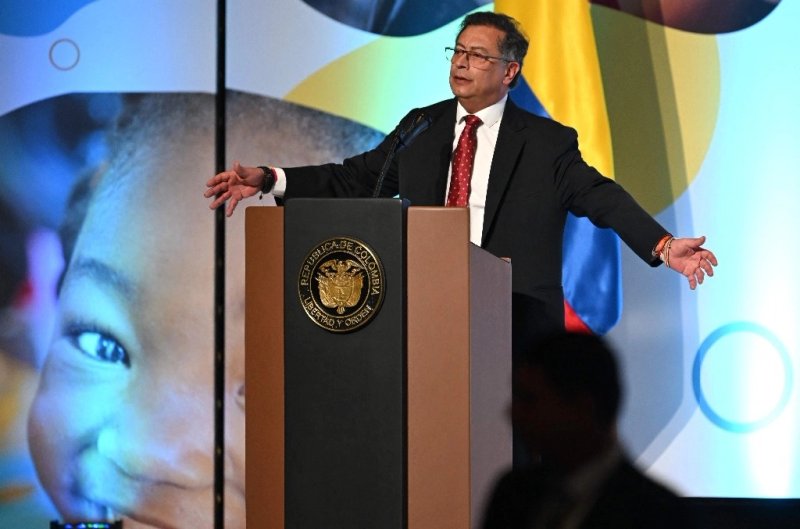 El presidente colombiano, Gustavo Petro, habla durante la apertura de la Primera Conferencia Ministerial Mundial para Poner Fin a la Violencia contra los Niños, en Bogotá el 7 de noviembre de 2024. Foto Afp