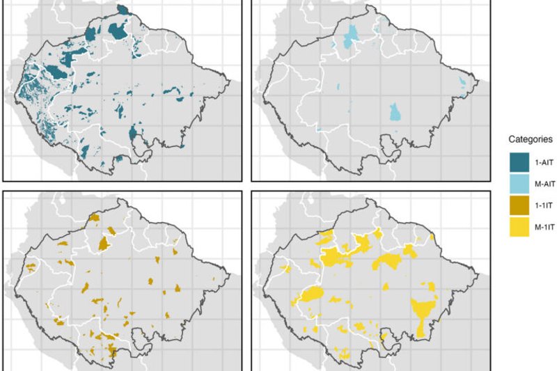 Los autores marcaron los archipiélagos de una nacionalidad con el color azul verdoso; los archipiélagos de múltiples nacionalidades con el celeste; los territorios individuales de una nacionalidad con el mostaza, y los territorios individuales de múltiples nacionalidades con el amarillo. Imagen: Cortesía Michael Esbach.