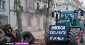 En Francia, más de 200 unidades de maquinaria agrícola fueron desplegadas en las calles en protesta contra el acuerdo de libre comercio entre la Unión Europea y el Mercosur.