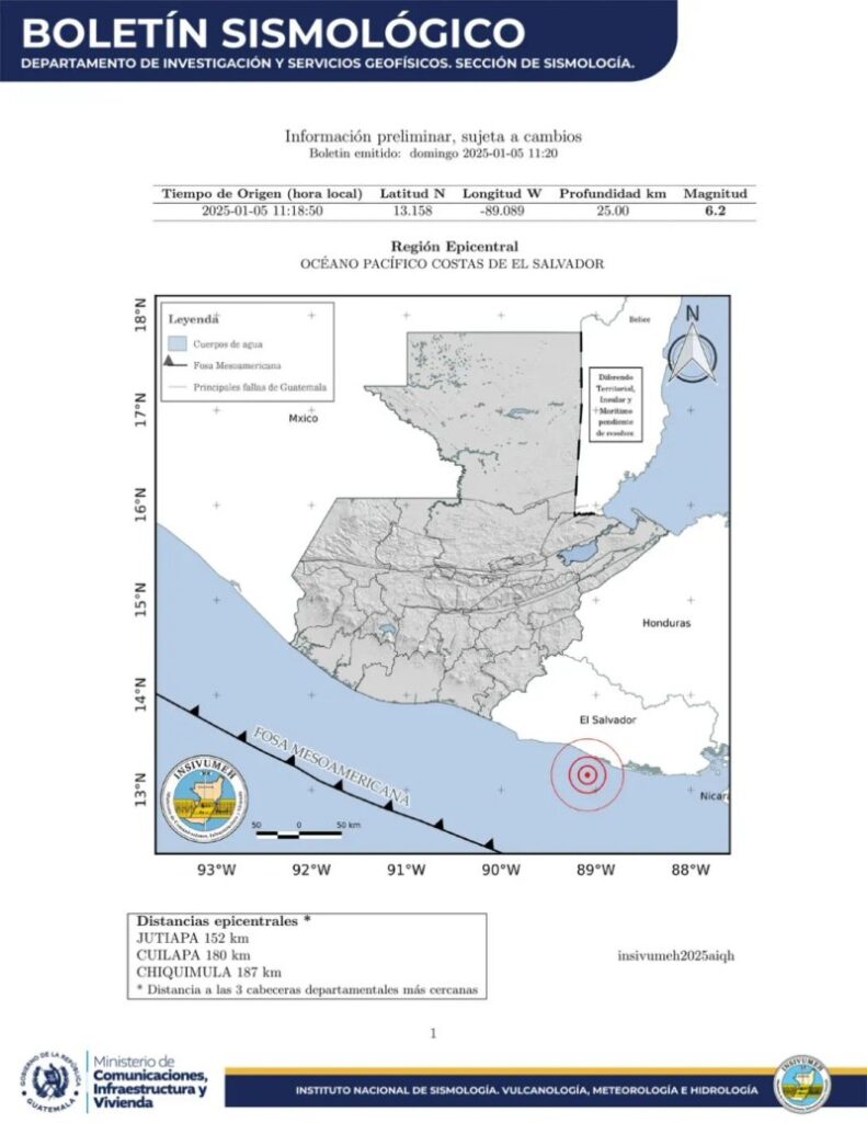 El Insivumeh emitió un boletín por el sismo. Foto: La Hora / Insivumeh.