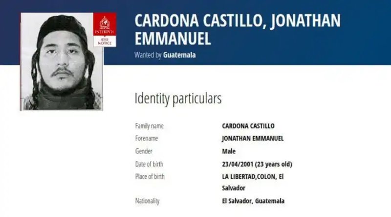 Jonathan Cardona, tenía alerta roja internacional activada en su contra desde la semana pasada. Foto La Hora: Interpol