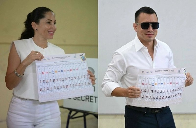 Los candidatos a la presidentecia de Ecuador, Luisa González y Daniel Noboa disputarán la segunda vuelta de las votaciones. Foto Afp