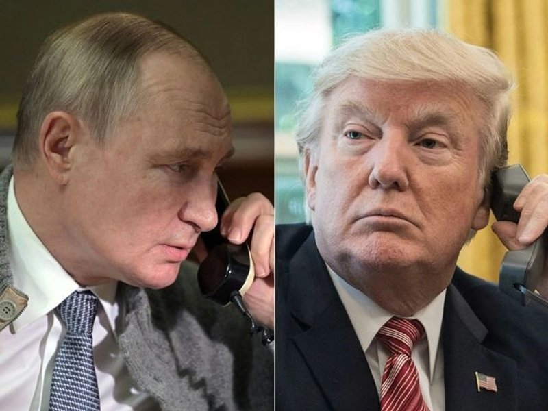 El presidente de Rusia, Vladimir Putin (izq) y su homólgo estadunidense, Donald Trump (der) en imagen de archivo. Foto Afp