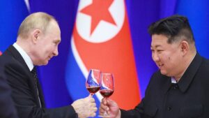 "Daré la orden sin vacilar": Kim Jong-un promete combatir al lado de Rusia si es agredida El presidente de Rusia, Vladímir Putin, y el líder de la República Popular Democrática de Corea (RPDC), Kim Jong-un, en Pionyang, RPDC, el 19 de junio de 2024. Vladimir Smirnov / Sputnik